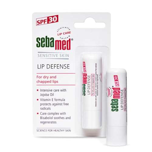 Sebamed Lip Defense Lip balm with SPF 30 + Vit E | Regenerates dry, chapped lips quickly & effectively | Intensive care with Vit E, Jojoba Oil & Chamomile |Dermatologically & clinically tested | For Men & Women | Free from Mineral Oil, Parabens l 4.8 gm