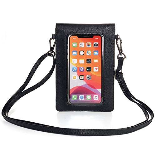 Women Crossbody Bag Cell Phone Purse Pouch with Touch Screen Window for iPhone 16 Pro iPhone 15 14 13 12 11 XR XS Max Google Pixel 9 Pro Pixel 8 7 6 (Black) 1