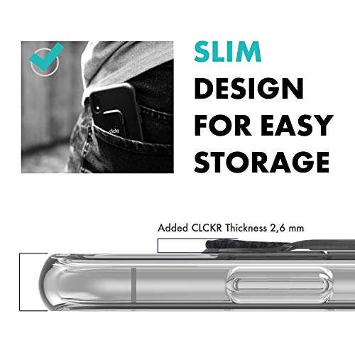 CLCKR Compatible with iPhone 12 and iPhone 12 Pro Case with Kickstand, Phone Grip & Expanding Stand, Cell Phone Cover with Grip Holder, Saffiano Black 4