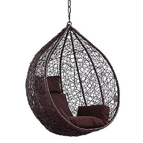 FLOOR DECOR Hammock Swing for Balcony Hanging Chair withoutout Stand Indoor Outdoor Jhula Heavy Strong 150 kg Capacity 1 Person Included Cushion (Brown) 1