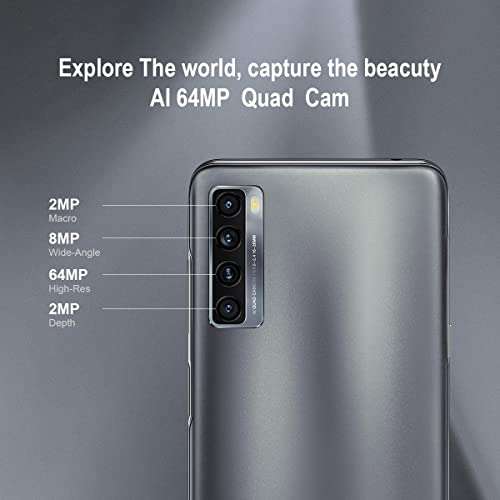 TCL 20S Unlocked Cell Phone with 6.67” Dotch FHD+ Display, Android 11 Smartphone 64MP Quad Rear Camera System, 4GB+128GB, 5000mAh Big Battery with Fast Charging, Milky Way Black 5
