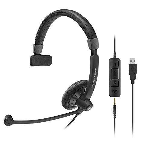 Sennheiser SC 45 USB MS (507083) - Single-Sided Business Headset | For Skype for Business, Mobile Phone, Tablet, Softphone, and PC | HD Sound & Noise-Cancelling Microphone (Black) 1