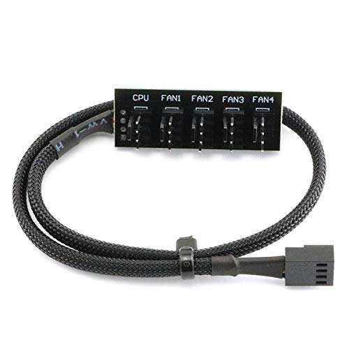 Maxmoral 1 Piece PC Case Cooling Fan Hub Splitter 1 Female to 5 Male 4Pin Power Cable for 3Pin/4Pin PWM CPU Cooler 1