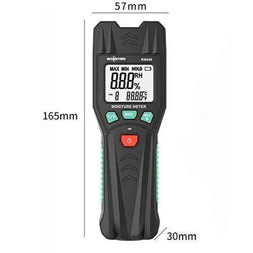 WUZHOUAME Multimeter Cables RM068 Digital Moisture Meter Temperature Measurement Pin Type Humidity Tool Wood Tile Building Construction Moisture LCD Display 5