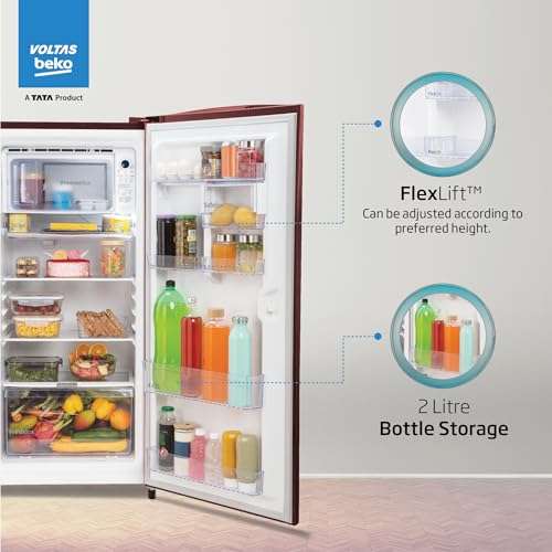 Voltas Beko ‘A Tata Product’ 210 L 3 star Made-in-India Direct cool Refrigerator (RDC245C / W0DWE0M000UGD, Dahlia Wine) 5