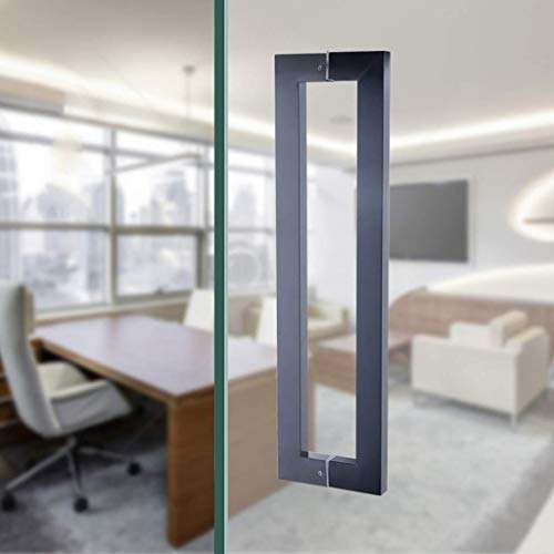 XLAHD Bathroom Shower Door Handle,Black Stainless Steel Square Door Handle, Tempered Glass Door Handle, for Wooden Doors/barn Doors, 6057cm 3