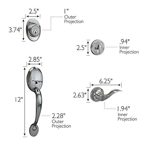 Design House 779066 Coventry Handleset with Springdale Interior Lever and Single Cylinder Deadbolt Polished Chrome 2