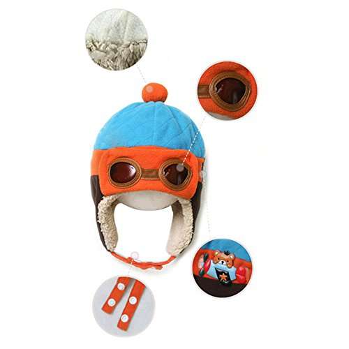 Happy Will Pilot Aviator Fleece Warm Wool Hat Cap with Earmuffs for Kids (Blue) 2