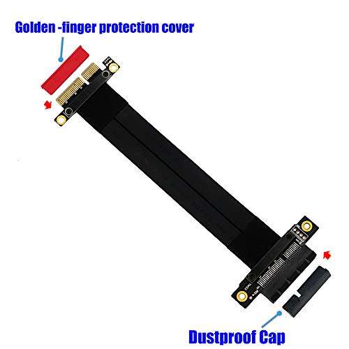 SUPERPLUS PCI-e Extension Cable 4X 180 Degree 20cm, 24cm Total Length, Black, Indoor Use, Compatible with Graphics Card, Sound Network Personal Computer 3