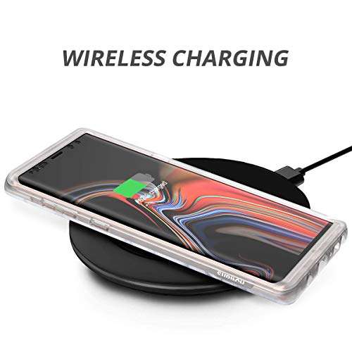 SURITCH for Samsung Galaxy Note 9 Marble Case, [Built-in Screen Protector] Natural Marble Full-Body Protection Shockproof Rugged Bumper Protective Cover for Galaxy Note 9 6.4 Inch (Black Marble) 6