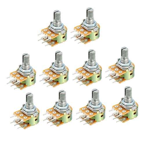 uxcell WH148 10K Ohm Variable Resistors Dual Turn Rotary Carbon Film Taper Potentiometer 10pcs 1