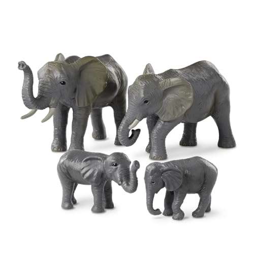 Terra by Battat – 4 Pieces African Elephant Toys Family Set – Realistic Plastic Safari Animals Figures – Animal Toys for Kids 3+ Years – Elephant Gifts & Baby Shower Decorations 1
