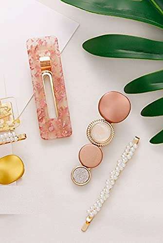 KHODIYAR Pearl Hair Clips Large Hair Clips Pins Barrette Hair for Women Girls Fashion Hair Accessories (3 pcs hair pin) 4