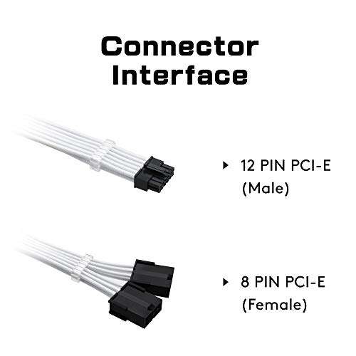 EZDIY-FAB RTX 3000 Series 12 Pin to Dual 8 Pin PCIe Sleeved Extension Cable 300 MM- Connector for NVIDIA Ampere GEFORCE RTX 3060ti 3070 3080 FE Funder Edition- Black Grey 3