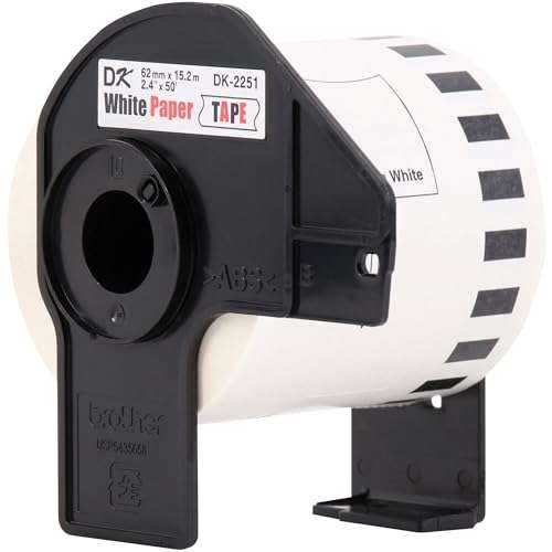 Brother Genuine DK-2251 Continuous Length Replacement Labels, Black/Red Label on White Paper Tape, Engineered with Excellence, 2.4” x 50 feet, 1 Roll per Box 5