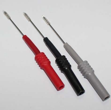 TestHelper TP162-BRG Flexible Silicon Back Test Probe Tip Needle 4mm Banana Socket Red Black Gray 4