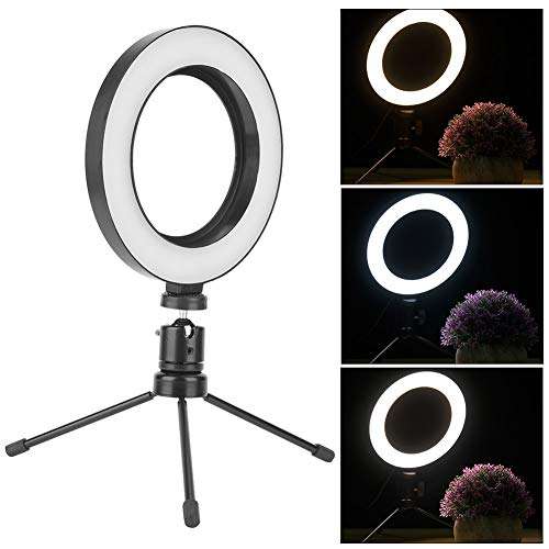 LED Ring Light Selfie Light Ring 6” Ring LED Lamp Three Light Modes & Desktop Tripod 8W Ring Light with Stand for Makeup, Tattoos, YouTube, Video Production, Still Life Shooting Light, VLOG etc 4