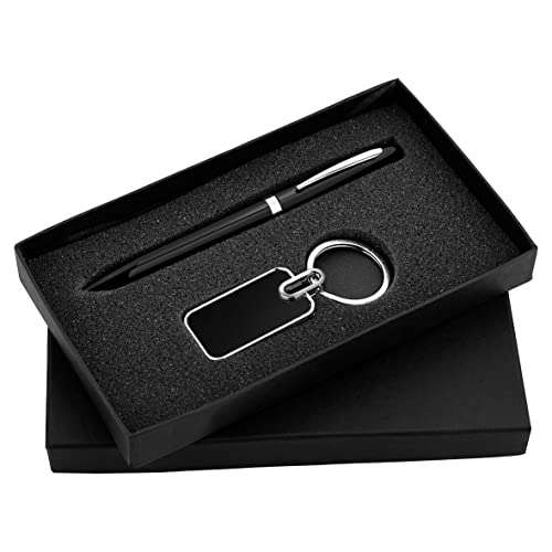 Tempt - Personalized Ball Pen & Key chain Gift Set, Black Body, Silver Clip, with Keychain, Ideal for corporate gifting and personalization 1