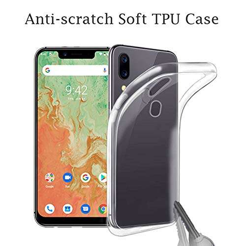 AQGG Tempered Glass Film + Cover for Oukitel C22 [5.86"], Screen Protector and Soft Silicone Case Bumper Shell Transparent Protective TPU Cases -Clear 4