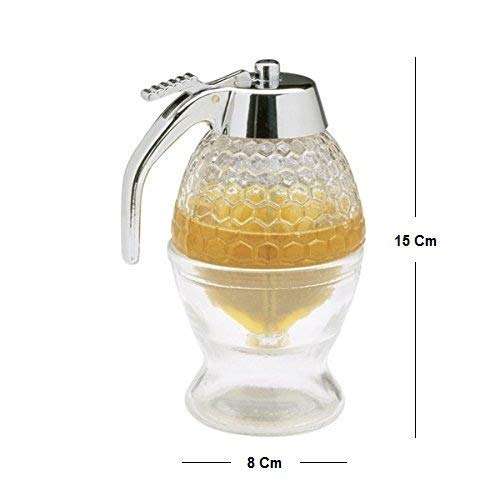 PARVY Honey Dispenser Honey Syrup Dispenser with Stand,Honey Container Syrup and Sugar Jar Pot No Drip Honey Dispenser With High Capacity (Transparent) (1Pcs) 5