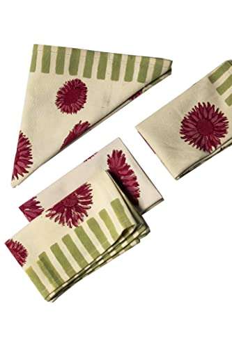 CONTRAST LIVING Puja Hand Block Printed Kitchen Towel/Dish Towel/Hand Towel Multi Color Set of 3 Pcs 3