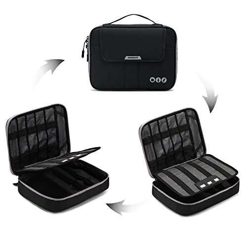 BAGSMART Universal Travel Cable Organizer Electronics Accessories Carry Bag for 9.7 inch iPad, Kindle, Power Adapter, Black+Grey 5