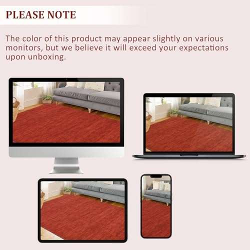 RUGSREAL Modern Area Rug 4x6 Small Bedroom Throw Rug with Rubber Backing Stain Resistant Solid Color Dining Room Carpet Washable Contemporary Mat for Living Room Kitchen Entryway, 4' x 6' Red 5