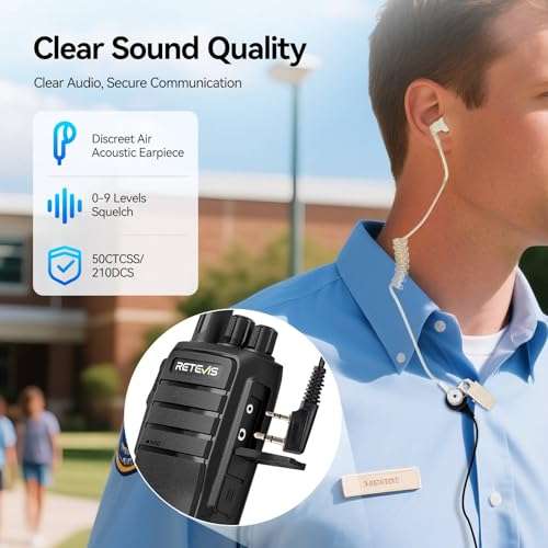 Retevis RT21 Walkie Talkies for Adults, 2 Way Radios Walkie Talkies Long Range, Portable FRS Two Way Radios with Earpiece, Handfree, for Government Education Churches Dealers(10 Pack) 4