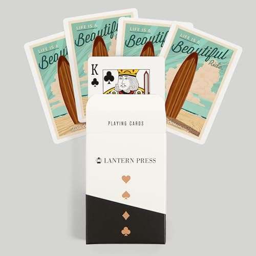 Santa Barbara, California, Life is a Beautiful Ride, Surfboard, Letterpress Press (52 Playing Cards, Poker Size Card Deck with Jokers) 6