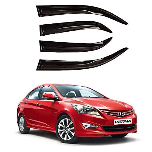Oshotto Car Rain Wind Door Visor Side Window Deflector Compatible with Hyundai Verna FLUIDIC (Set of 4), Black