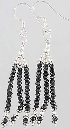 Exotic India Hematite Beaded Shower Earrings - Sterling Silver