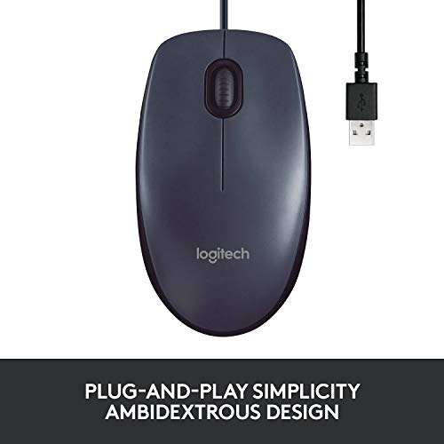 Logitech B100 Corded Wired USB Right or Left Hand Use Mouse for Computers and laptops - Black 3