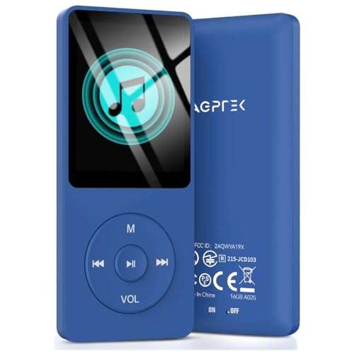AGPTEK A02S 16GB MP3 Player, 70 Hours Playback Lossless Sound Music Player, Supports up to 128GB, Dark Blue 1