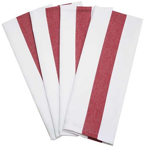 Amazon brand - Umi Herringbone Kitchen Dish Towels(16"x26",4-Pack, Red) 1