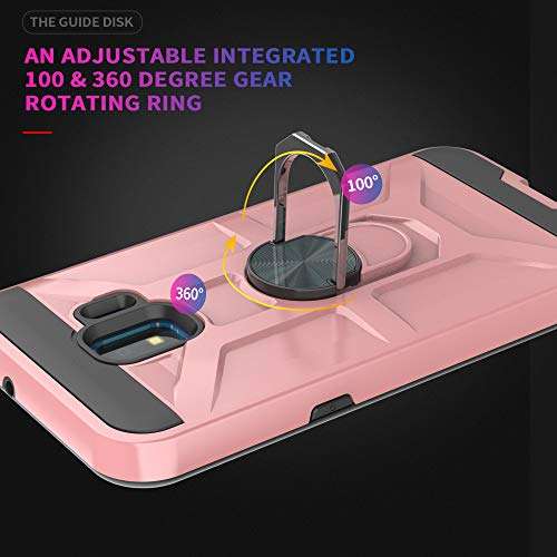 Galaxy J2 Core/Galaxy J2 2019/J2 Dash/Galaxy J2 Pure Case with HD Screen Protector YmhxcY 360 Degree Rotating Ring Kickstand Holder Dual Layers of Shockproof Phone Case For Galaxy J2 Core-ZS Rose Gold 5