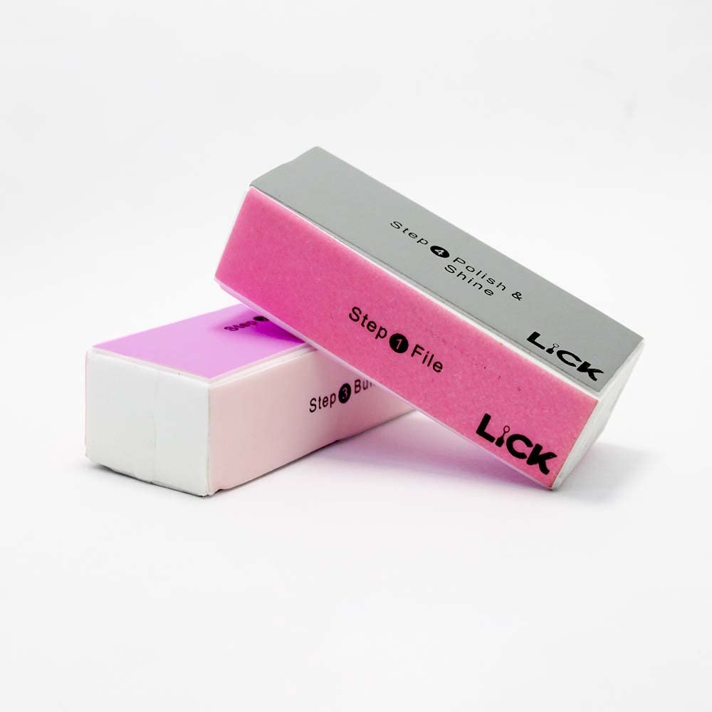 Lick 4 Steps Professional Care Manicure Pedicure Nail Block Buffer Sanding Buffing (Combo of 2)