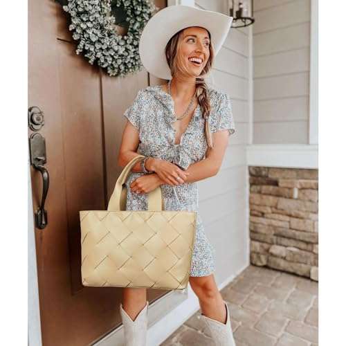 BOSTANTEN Woven Tote Bag for Women Top Handle Purses and Handbags Shoulder Crossbody Purse With Zipper 2