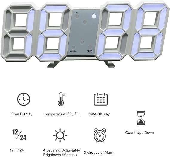 Dangfly Acrylic Digital Wall Clock for Bedroom and Hall - Versatile Table/Wall Hanging Digital Clock with Clear LED Display, 5W x 5H Cm, Works on Electricity, (Works on Electricity Only) 4