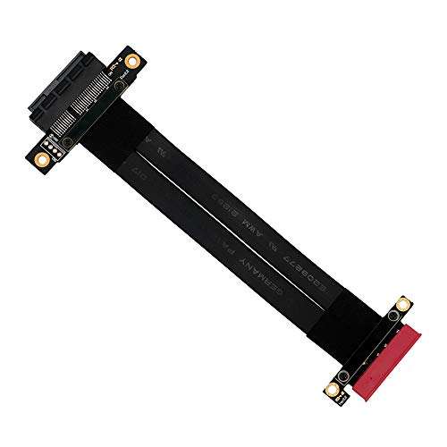 SUPERPLUS PCI-e Extension Cable 4X 180 Degree 20cm, 24cm Total Length, Black, Indoor Use, Compatible with Graphics Card, Sound Network Personal Computer 4