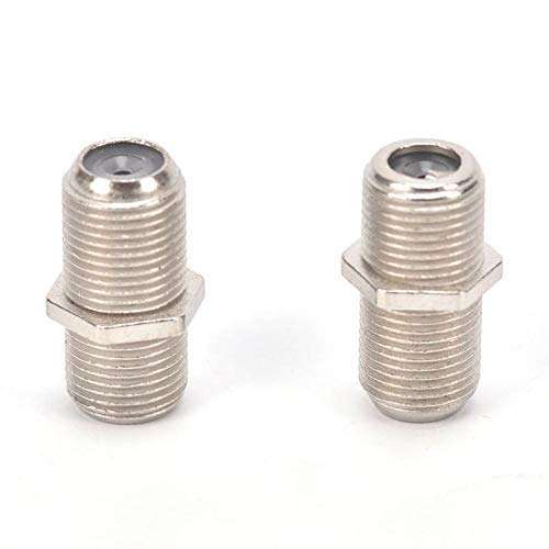 SHZ 2-Pack Nickel Plated F-Type Coaxial RG6 Connector,Cable Extension Adapter Connects Two Coaxial Video Cables 2