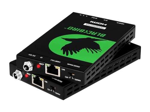 Monoprice 4K Pro HDBaseT Extender Kit, IR, 70 Meters with PoC, Over Cat6, RS232, HDCP 2.2, Black - Blackbird Series 3