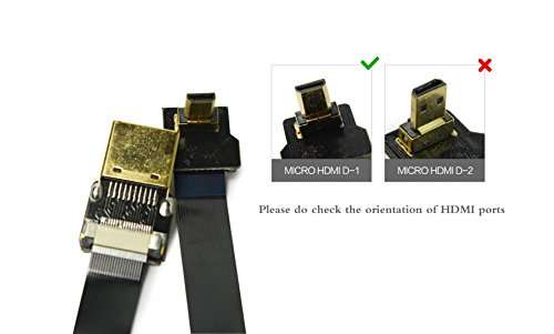 Permanent Black FFC HDMI 20CM FPV HDMI Cable Micro HDMI Male 90 Degree Angled to Standard HDMI Male Full HDMI Normal HDMI for panasonic lumix GH4 blackmagic BMPCC Sony Alpha Sony A5000 A6000 A7S A7R 2