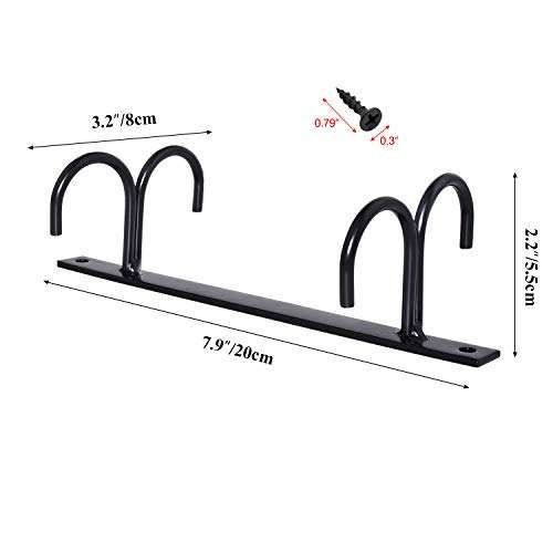 Mocoum Under Cabinet Mug Rack, Rustic Mug Organizer Rack Cup Holder Under Shelf 12 Hanging Hooks Rack for Mugs, Coffee Cups and Kitchen Utensils Display (Black-3 Pack-12 Hooks) 3