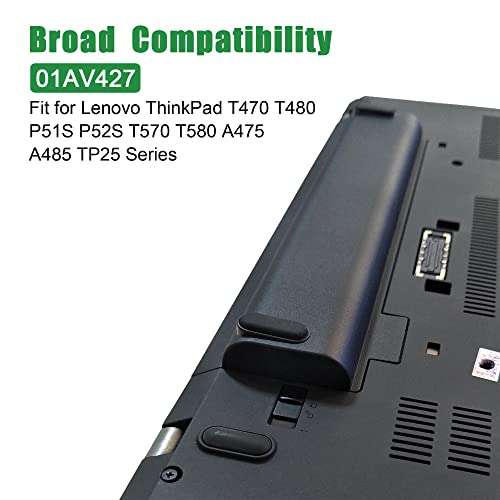 JIAZIJIA 01AV492 SB10K97585 Battery Replacement for Lenovo ThinkPad T470 T480 TP25 P51S P52S T570 T580 Series 61++ 4X50M08812 01AV428 SB10K97584 01AV427 5