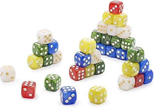 16MM Game Dice Set, Marble Color 6-Sided Solid Dice, Can Be Used for Board Games, Table Games, Math Games, Role-Playing, Party Games（50 Pack 3