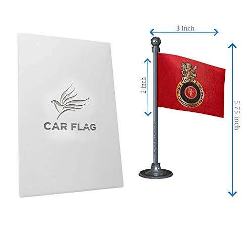 The Flag Corporation RCB Royal Challengers Bangalore Car Dashboard Flag 2in x 3in With A Stainless Steel Gunmetal Black Base 6