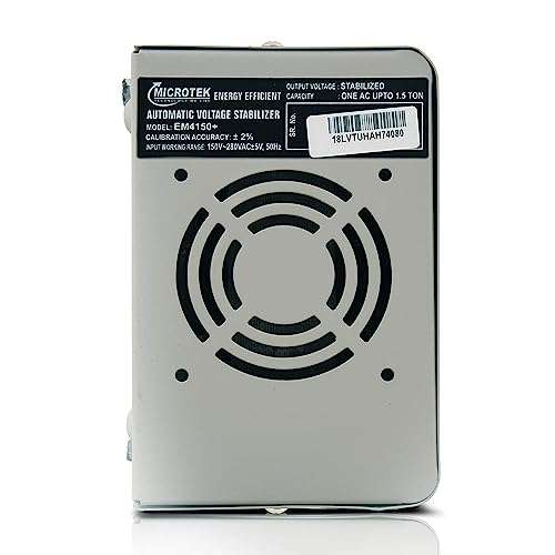 Microtek EM 4150+ Automatic Air Conditioners (A.C.) Voltage Stabilizer Upto 1.5 Ton Working Power 150V-280V(Metalic Grey) with 3 Year Warranty 5