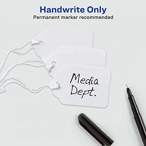 Avery Strung Marking Tags with String Attached, Gift Tags with String Attached, 1.75 x 1.09 in, Pack of 100 (6732) 4