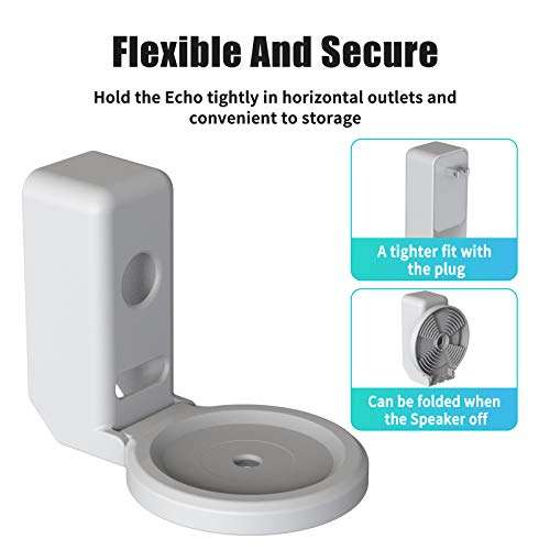 SYNHWEI Outlet Hanger Wall Mount Holder for Echo Dot 4th Generation, Smart Home Speaker Accessories Built-in Cable Space-Saving Stand for Kitchens, Bedroom, Living Room(White) 4