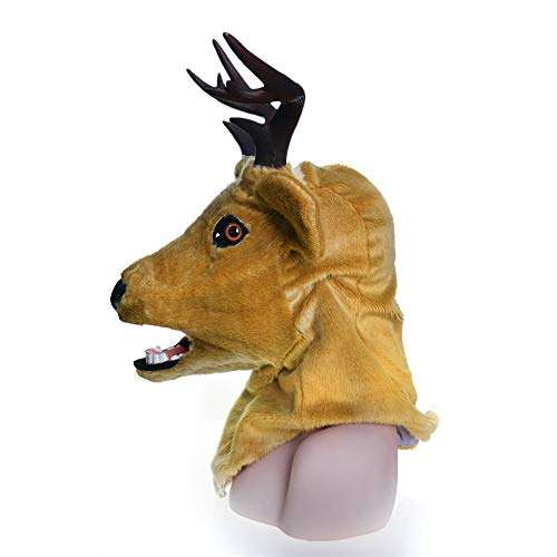 XIANGBAO-Toys Popular Series Realistic Handmade Customized Masquerade Moving Mouth Mask Vivid Deer Simulation Animal Mask Toys&Gams (Color : Brown) 3